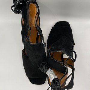 Halston Black Suede Lace Up Black Heels | Size 9 | NWOT